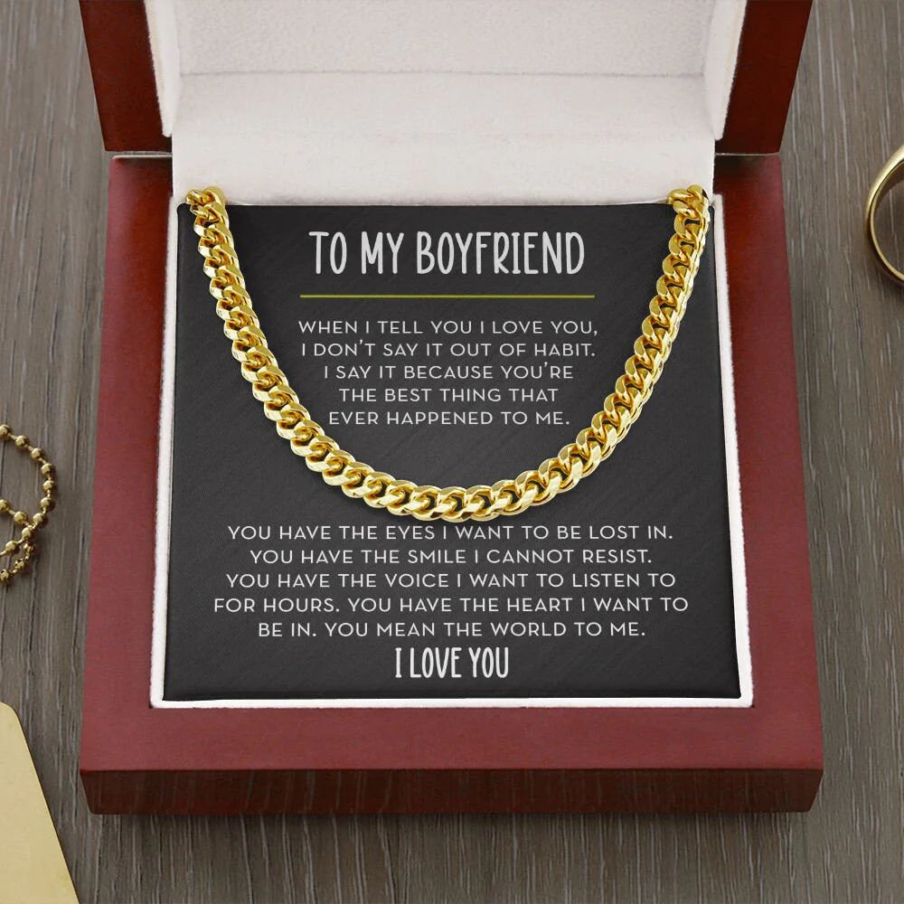 To My Boyfriend Chain Necklace, You Mean the World to Me