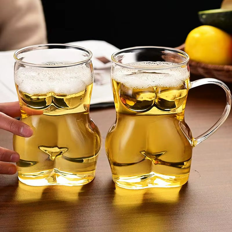 Glass Beer Mug Creative Women Body Shaped Beer Glasses Water Cup Sexy Beer Mug Cocktail Glass Pub Drinking Mugs Beer Cup