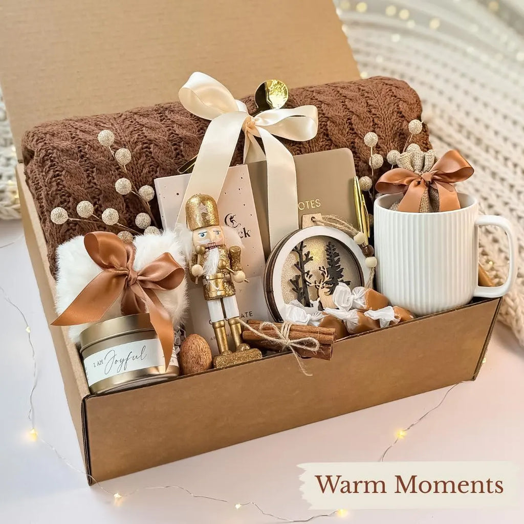 Cozy Winter Gift Box: Holiday Blanket, Mug & Decor, Christmas Gifts