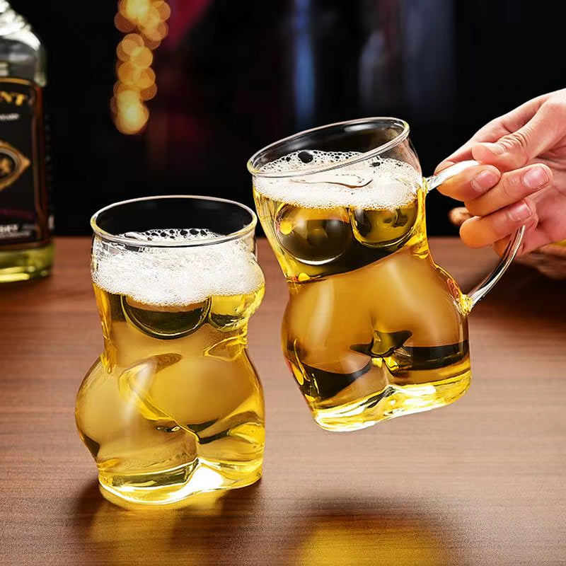 Glass Beer Mug Creative Women Body Shaped Beer Glasses Water Cup Sexy Beer Mug Cocktail Glass Pub Drinking Mugs Beer Cup