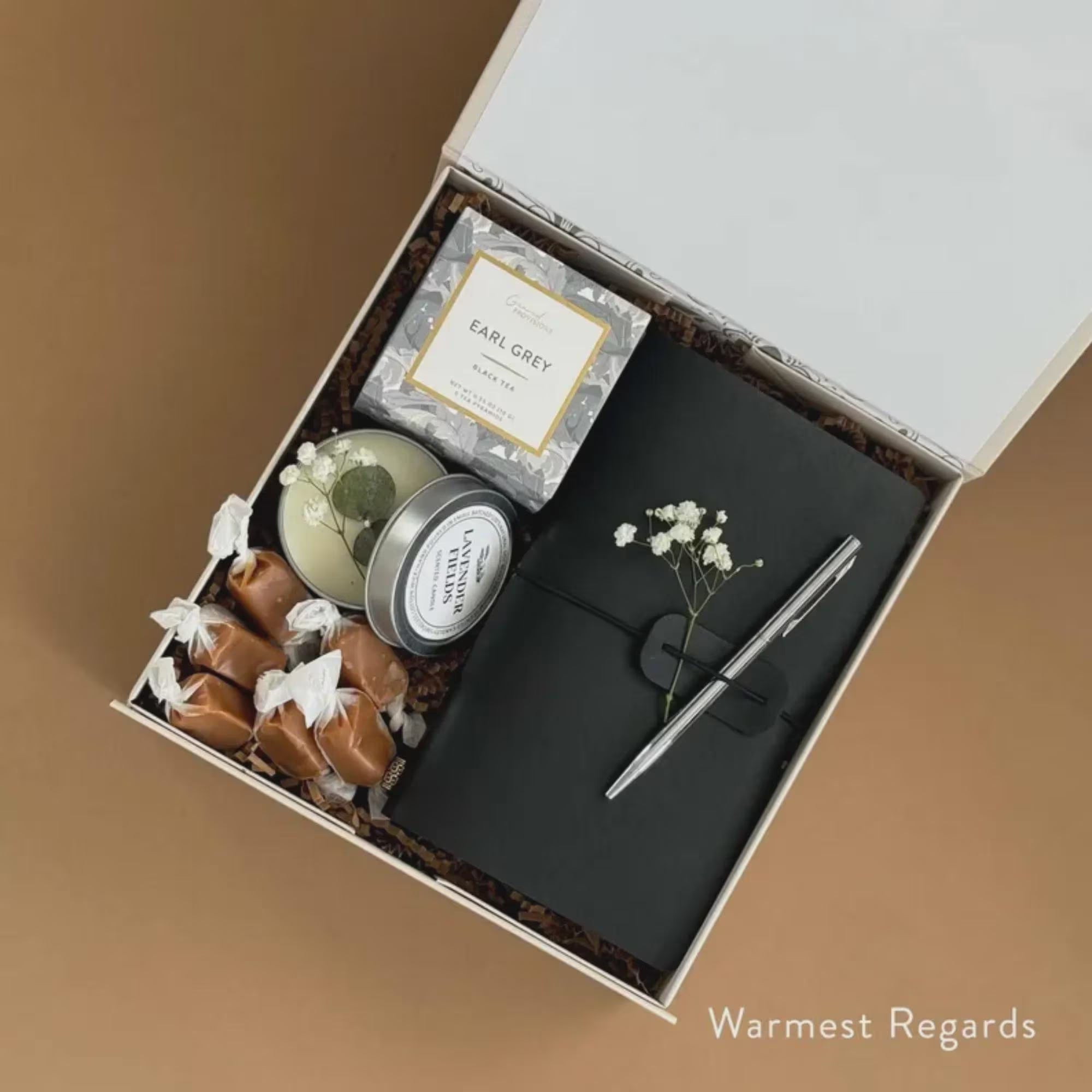 Corporate Gift Basket Hygge Gift Box with Mug, Notebook & Treats