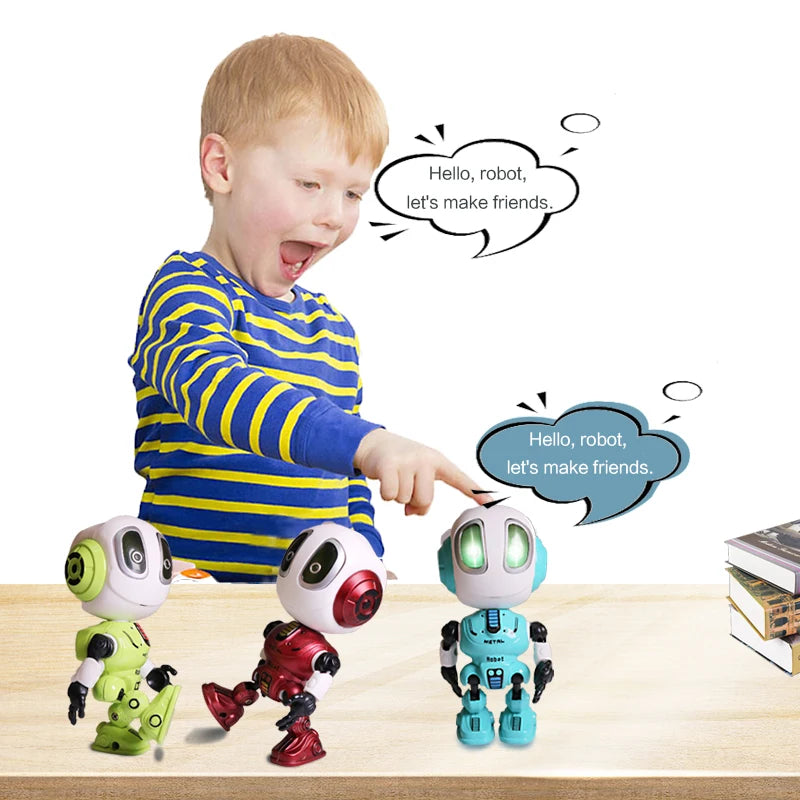 Smart Talking Robot Toys Head Touch-Sensitive Sound & Light Alloy Robot DIY Electronic Action Figure Toys for Children Gift