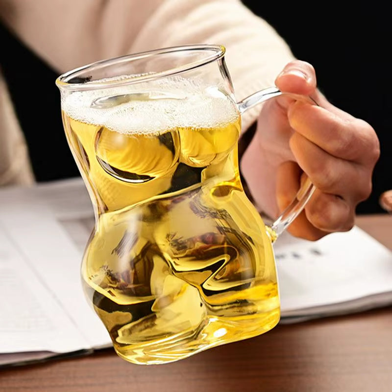 Glass Beer Mug Creative Women Body Shaped Beer Glasses Water Cup Sexy Beer Mug Cocktail Glass Pub Drinking Mugs Beer Cup