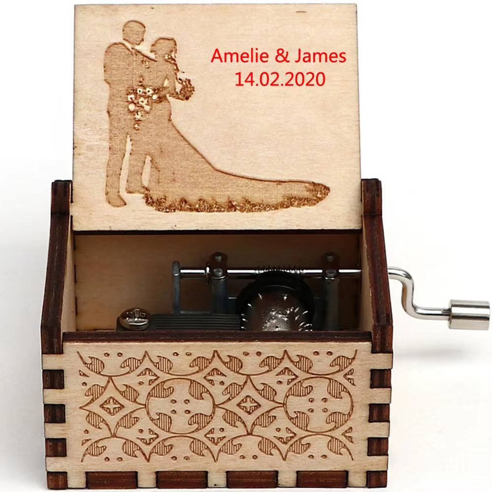 Private Custom Carved Wooden Empty Music Box Movie Theme Custom Music Box Christmas Birthday Gift Wood Gift Custom Wedding Gifts