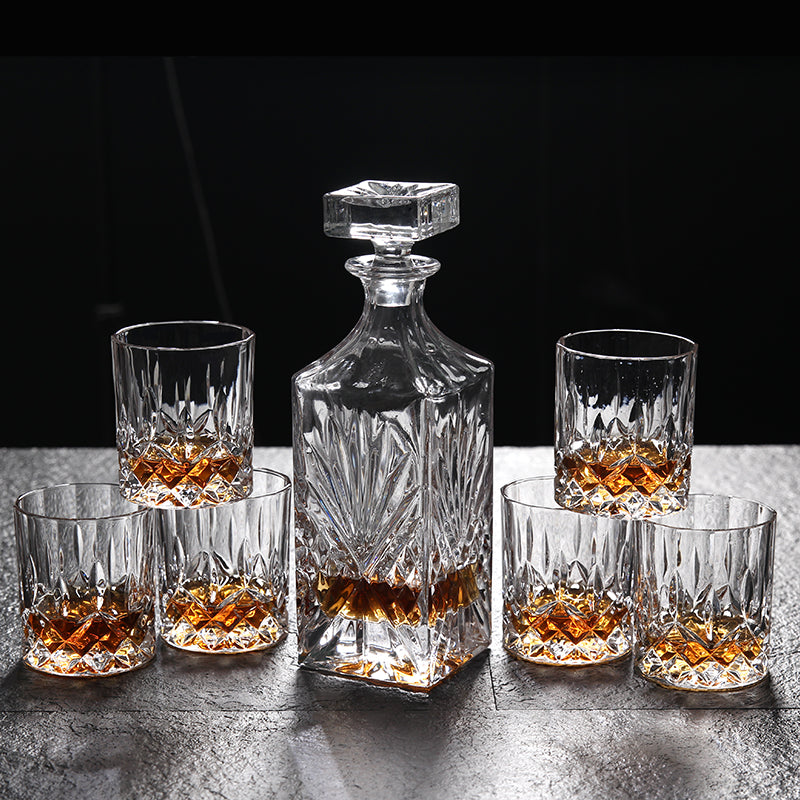 Lead-Free Crystal Glass Whiskey Glass Set 6Pcs Creative Red Wine Glass Decanter Bottle