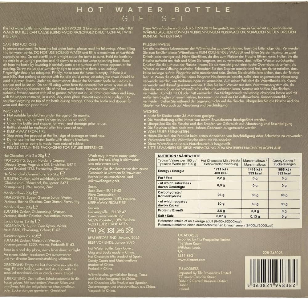 Hot Chocolate Gift Set with Mug, Socks, and Mini Winter Hot Water Bottle