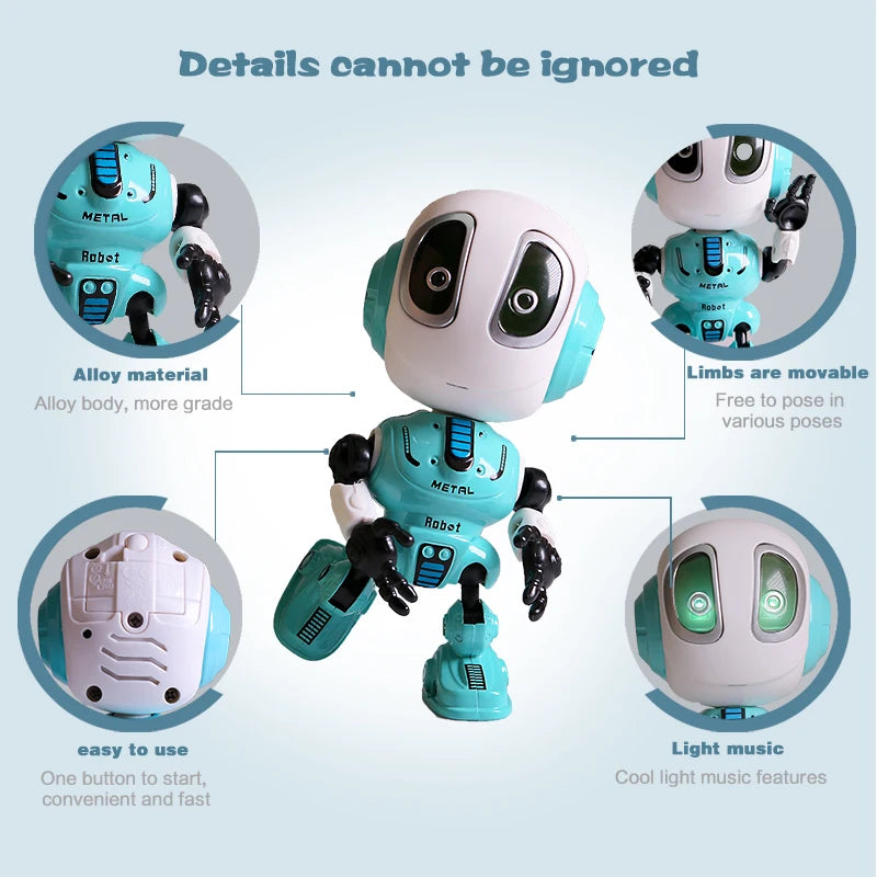 Smart Talking Robot Toys Head Touch-Sensitive Sound & Light Alloy Robot DIY Electronic Action Figure Toys for Children Gift