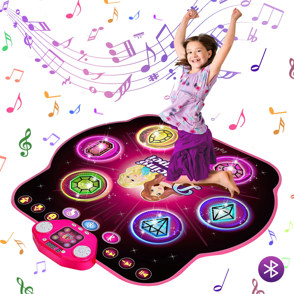 Outdoor Dance Mat 27 Levels for Girls Kids 6 LED Keys Light up Bluetooth Lock 5 Music Dancing Game Toy Ages 3~8 Years Old