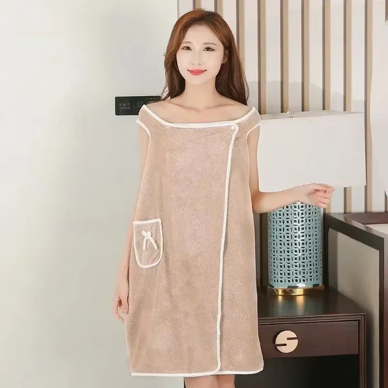 Wearable Style Bath Towels Soft Absorbent Towel Dress Thickened Water Absorbing Bathrobe Wearable Camisole Coral Fleece Towel