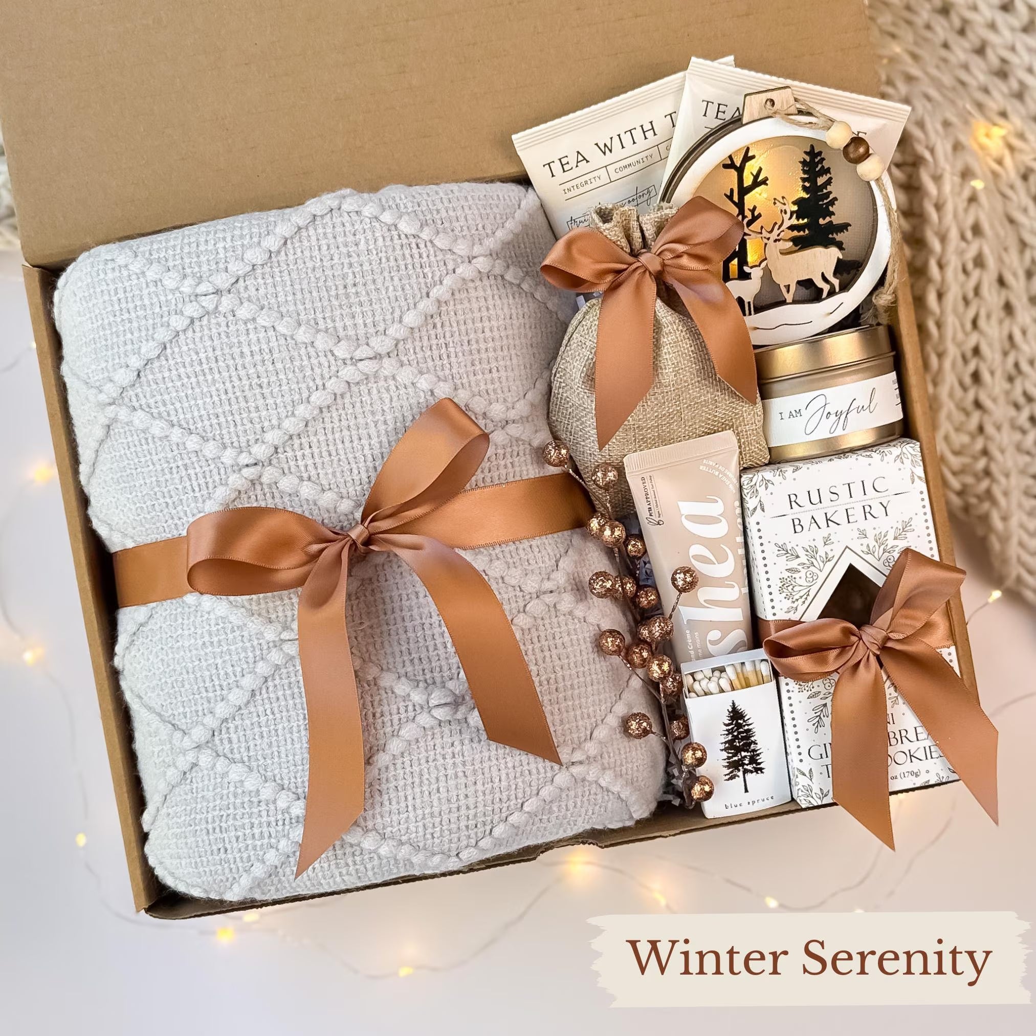 Cozy Winter Gift Box: Holiday Blanket, Mug & Decor, Christmas Gifts