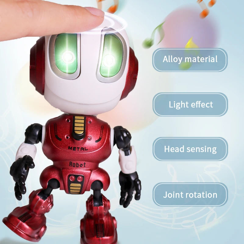 Smart Talking Robot Toys Head Touch-Sensitive Sound & Light Alloy Robot DIY Electronic Action Figure Toys for Children Gift