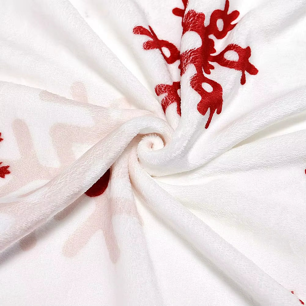 Red Snowflake Blanket Christmas Throw Blanket Winter Holiday Bed Blanket Super Soft Flannel Fleece Blanket Cozy Fuzzy Plush