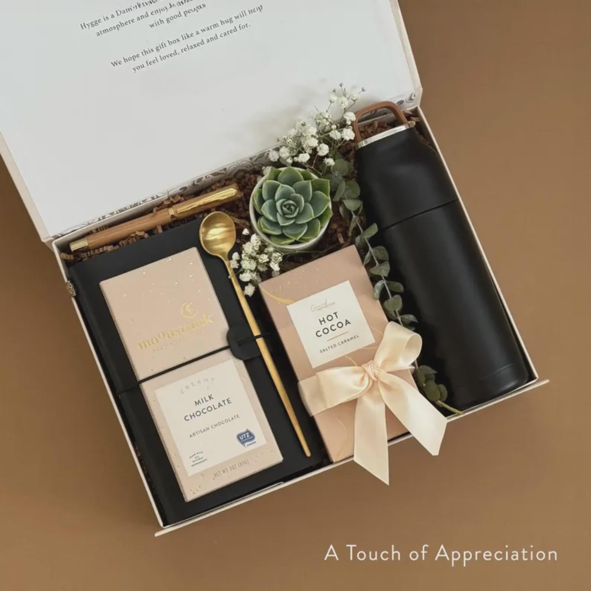 Corporate Gift Basket Hygge Gift Box with Mug, Notebook & Treats