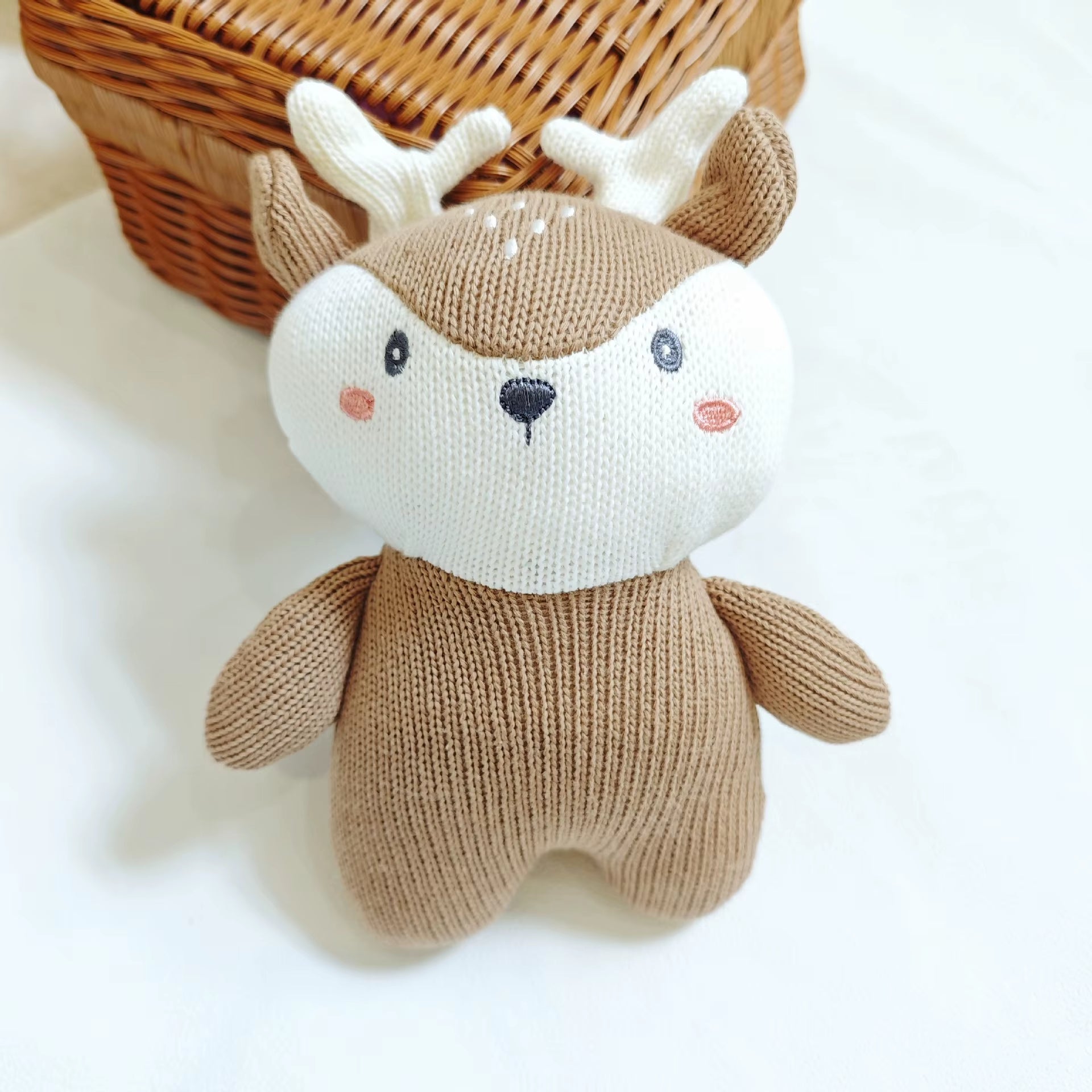 Baby Shower Gift Set with Deer Teething Pacifier Chain Baby Rattle Toys Blanket New Born Baby Gift Set