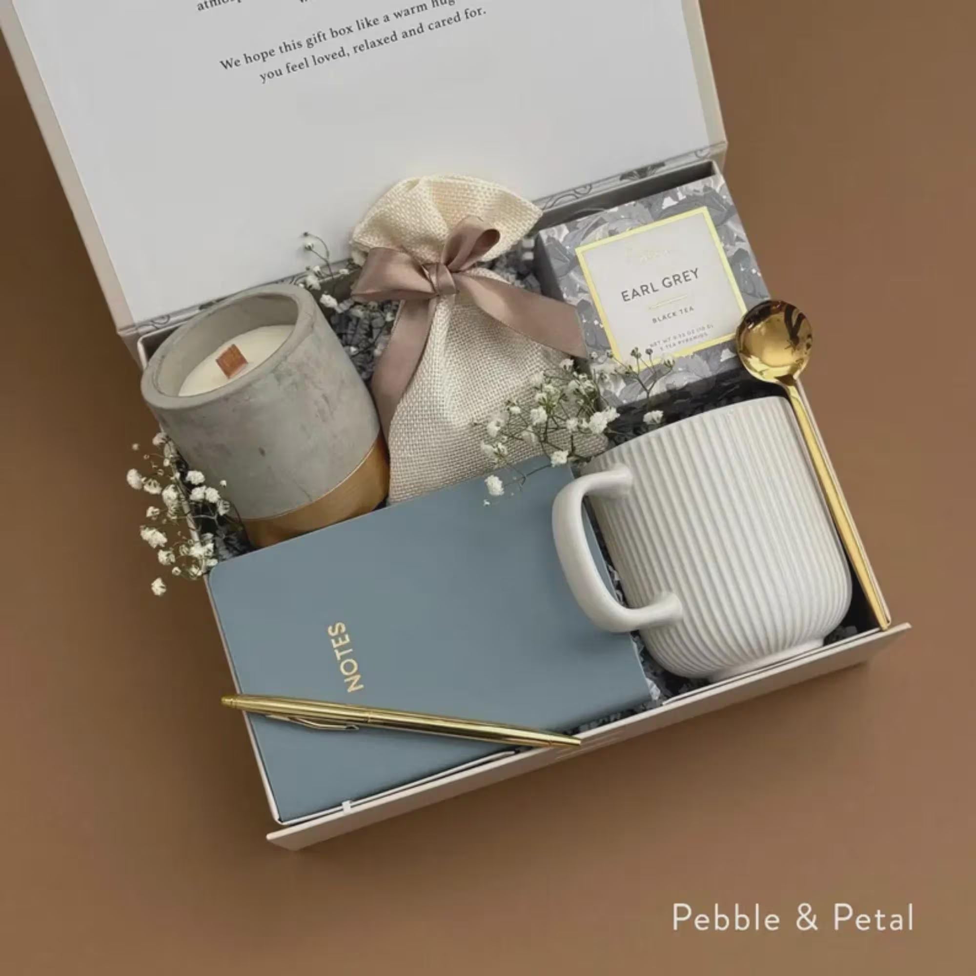 Corporate Gift Basket Hygge Gift Box with Mug, Notebook & Treats