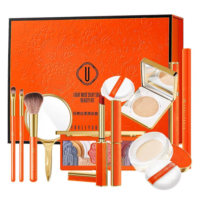 Orange Style Makeup Set Lipstick Mascara Eyeshadow Cosmetics Gift Set Kit Christmas New Year Gift Valentine'S Day Gift