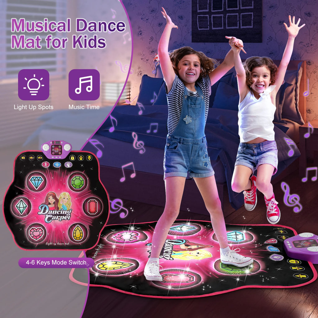 Outdoor Dance Mat 27 Levels for Girls Kids 6 LED Keys Light up Bluetooth Lock 5 Music Dancing Game Toy Ages 3~8 Years Old