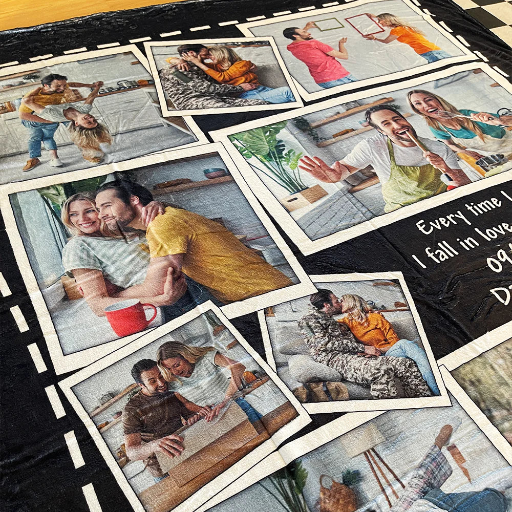 Every Time I See You, I Fall in Love All over Again, Custom Photo Couple Blanket, Valentine Gifts, Couple Gifts