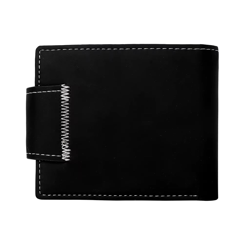 Fashion Oxhead Wallet for Men, Zipper Snap Coin Credit Card Bag, Frosted Leather Clip for Men Gift