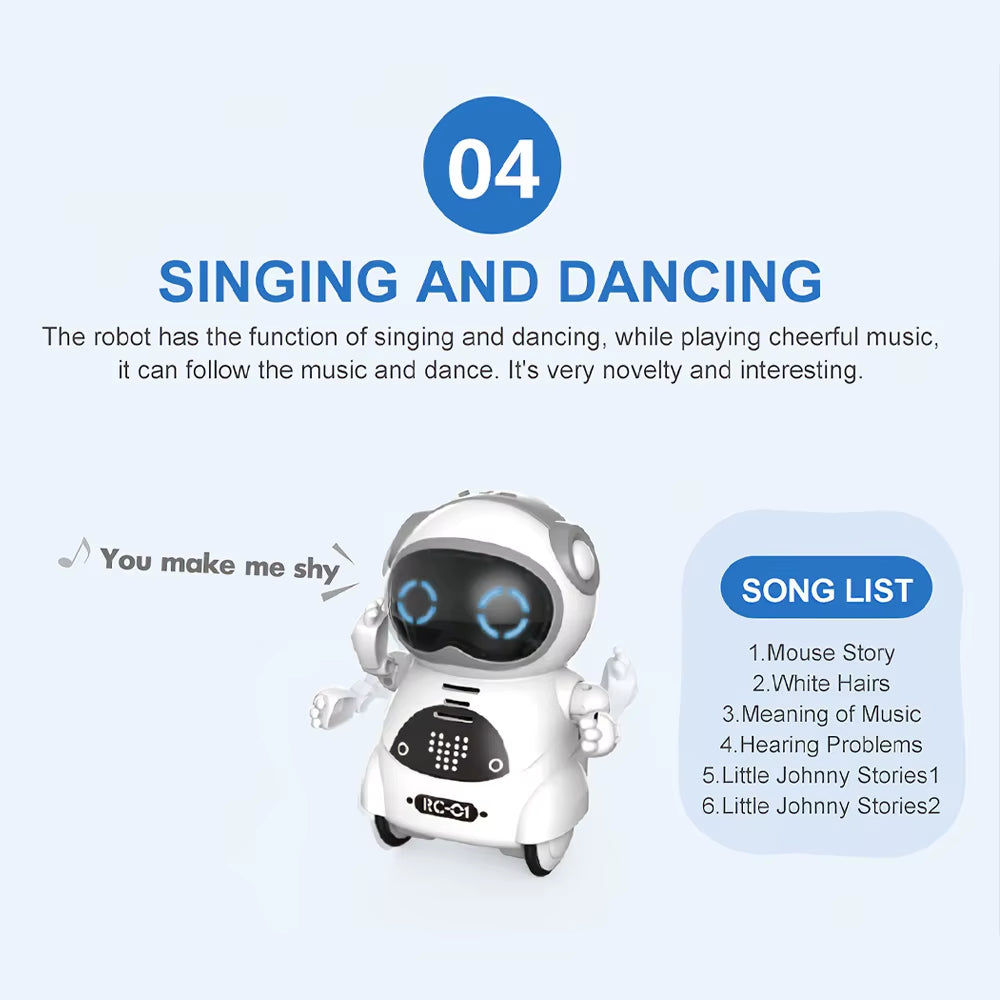939A Pocket Robot Talking Interactive Dialogue Voice Recognition Record Singing Dancing Telling Story Mini Robot Toy