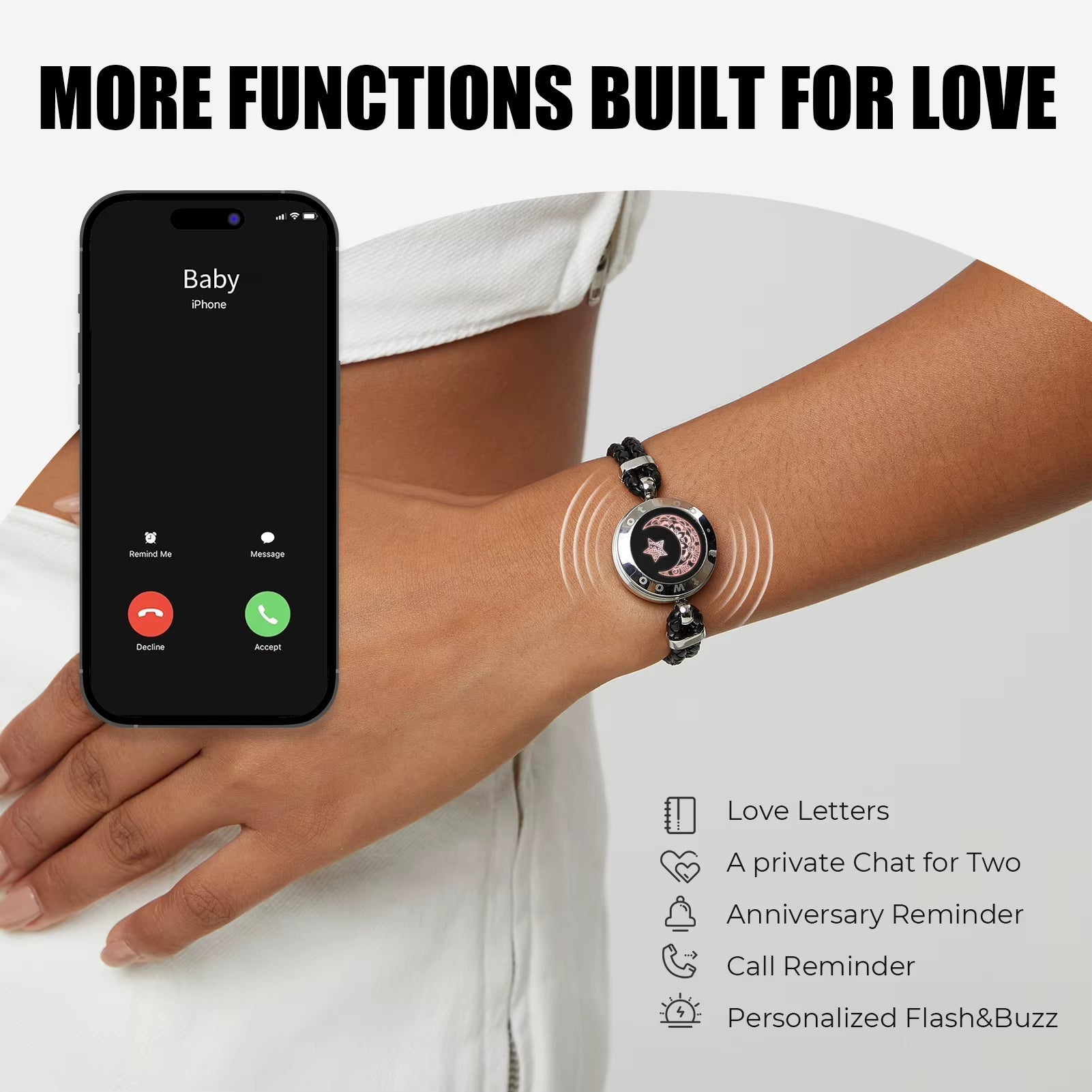 Bluetooth Matching Touch Smart Bracelets for Lovers Long Distance Emotional Gift for Girlfriend Celebration or Birthday