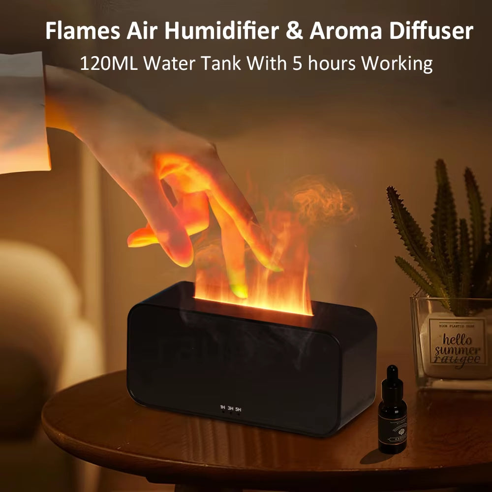 Aroma Diffuser Mini 7 Colorful Flame Air Humidifier Add Essential Oil Aromatherapy with Timing Setting for Home Bedroom Office