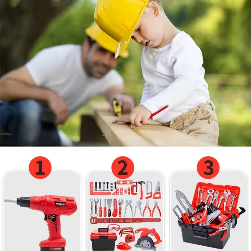 Kids Toolbox Kit Educational Toys Simulation Repair Tools Toys Drill Plastic Game Learning Engineering Puzzle Toys Gifts for Boy