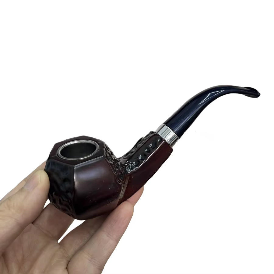 6 Pcs/Set Classic Style Wood Resin Tobacco Smoking Pipes Best Gift for Grandfather Boy Friend Father