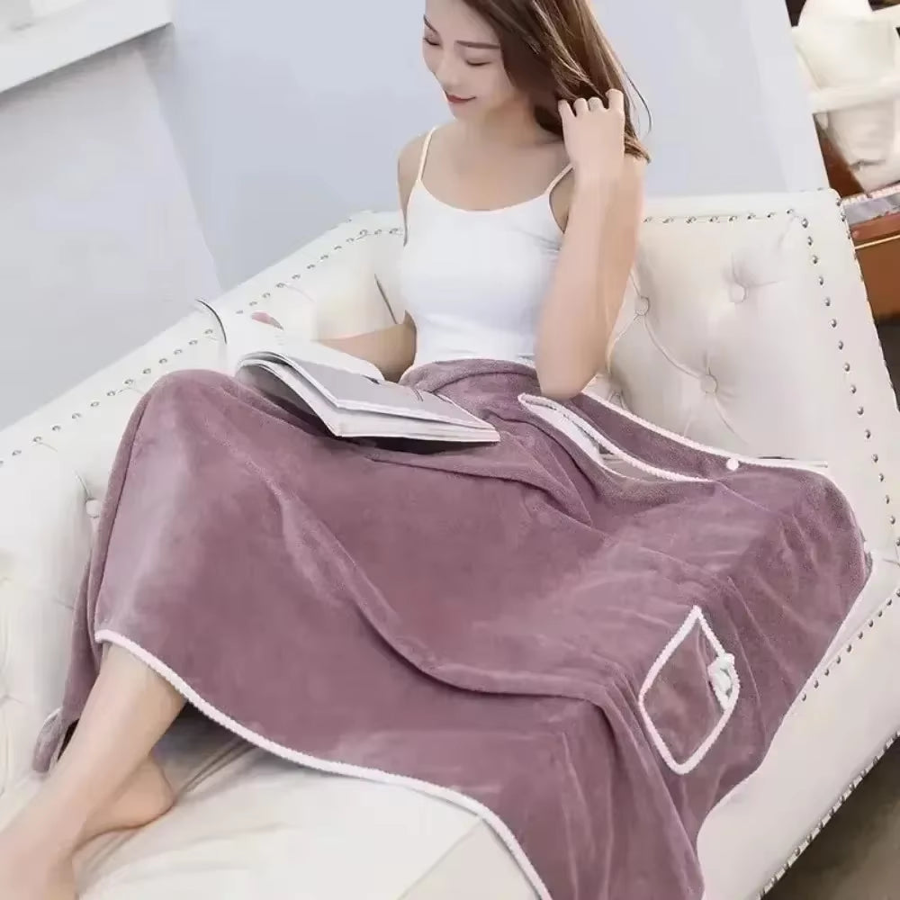 Wearable Style Bath Towels Soft Absorbent Towel Dress Thickened Water Absorbing Bathrobe Wearable Camisole Coral Fleece Towel