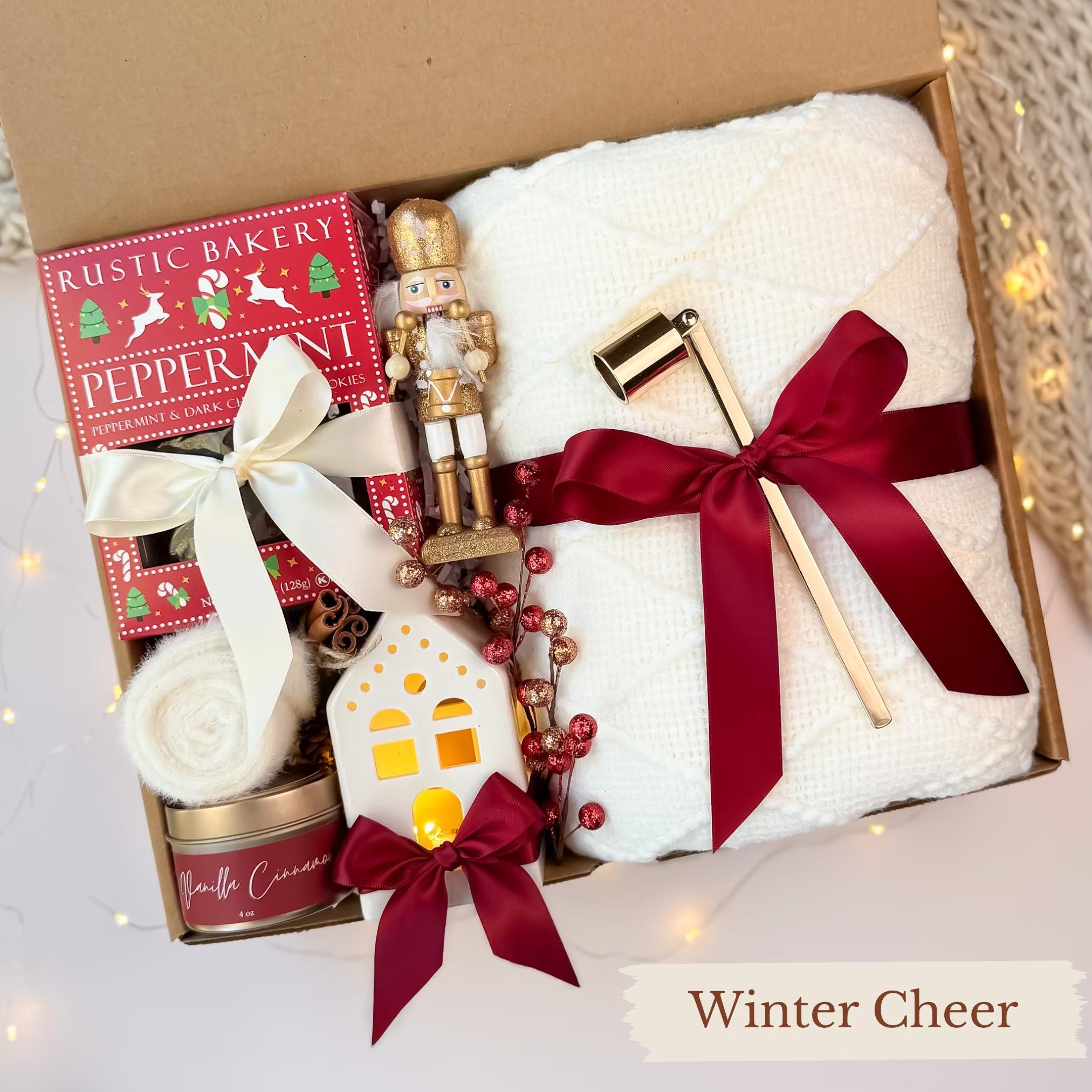 Cozy Winter Gift Box: Holiday Blanket, Mug & Decor, Christmas Gifts