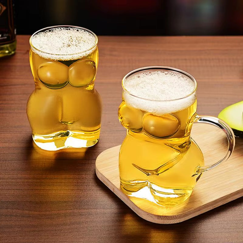 Glass Beer Mug Creative Women Body Shaped Beer Glasses Water Cup Sexy Beer Mug Cocktail Glass Pub Drinking Mugs Beer Cup