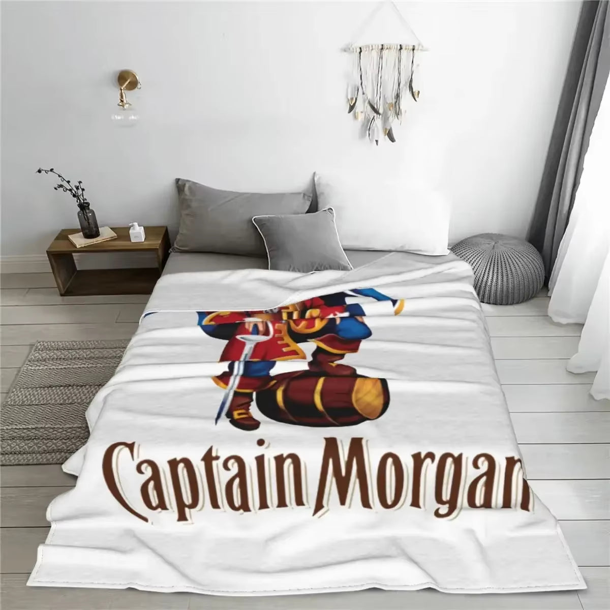 Captain Morgan Blankets Flannel Funny Breathable Throw Blankets for Coverlet Summer