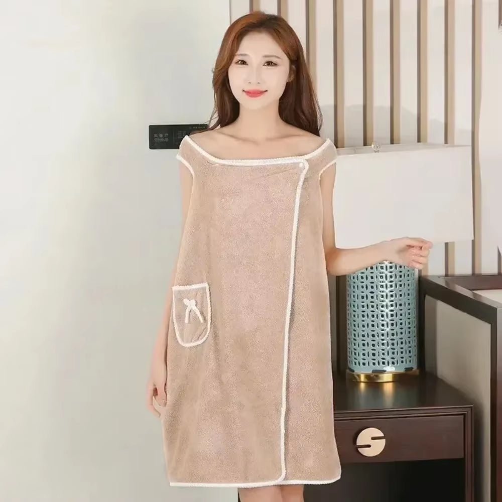 Wearable Style Bath Towels Soft Absorbent Towel Dress Thickened Water Absorbing Bathrobe Wearable Camisole Coral Fleece Towel