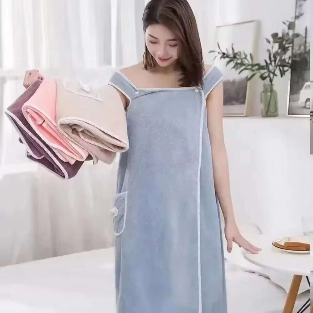 Wearable Style Bath Towels Soft Absorbent Towel Dress Thickened Water Absorbing Bathrobe Wearable Camisole Coral Fleece Towel