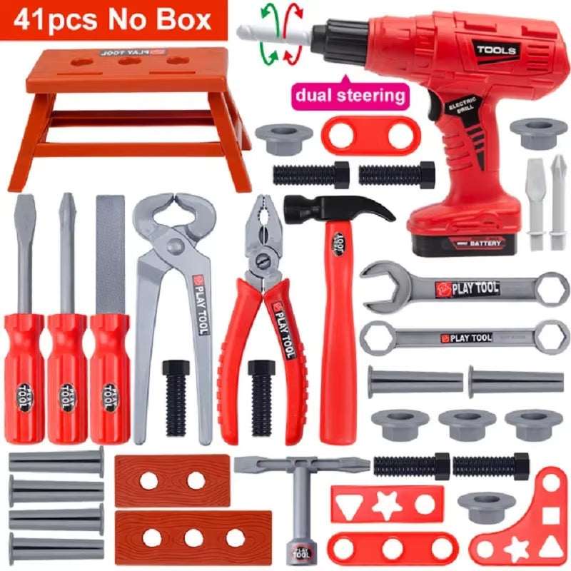 Kids Toolbox Kit Educational Toys Simulation Repair Tools Toys Drill Plastic Game Learning Engineering Puzzle Toys Gifts for Boy