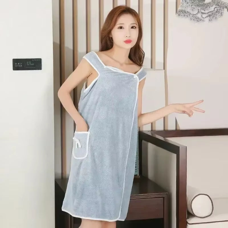Wearable Style Bath Towels Soft Absorbent Towel Dress Thickened Water Absorbing Bathrobe Wearable Camisole Coral Fleece Towel