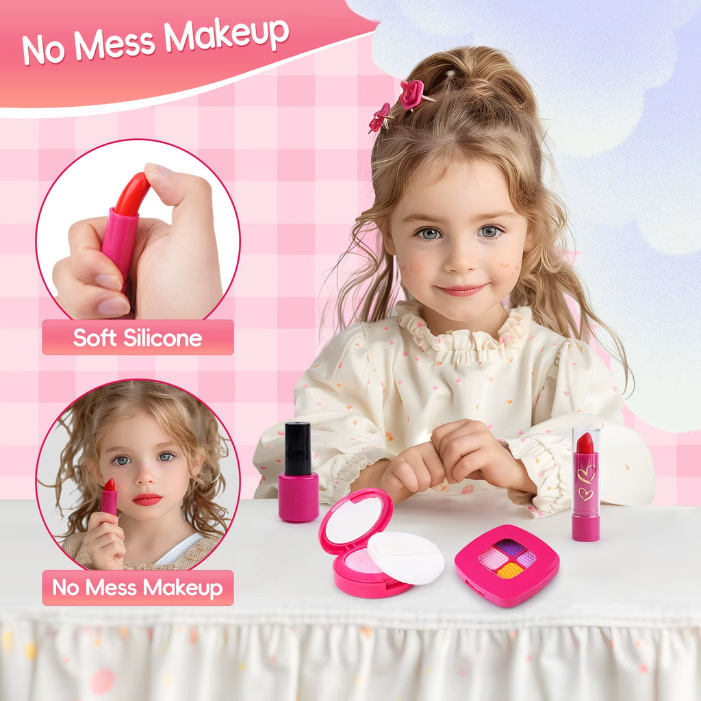 Play Purse for Little Girls, 23PCS Toddler Purse with Pretend Makeup for Toddlers, Princess Toys Includes Handbag, Phone, Wallet