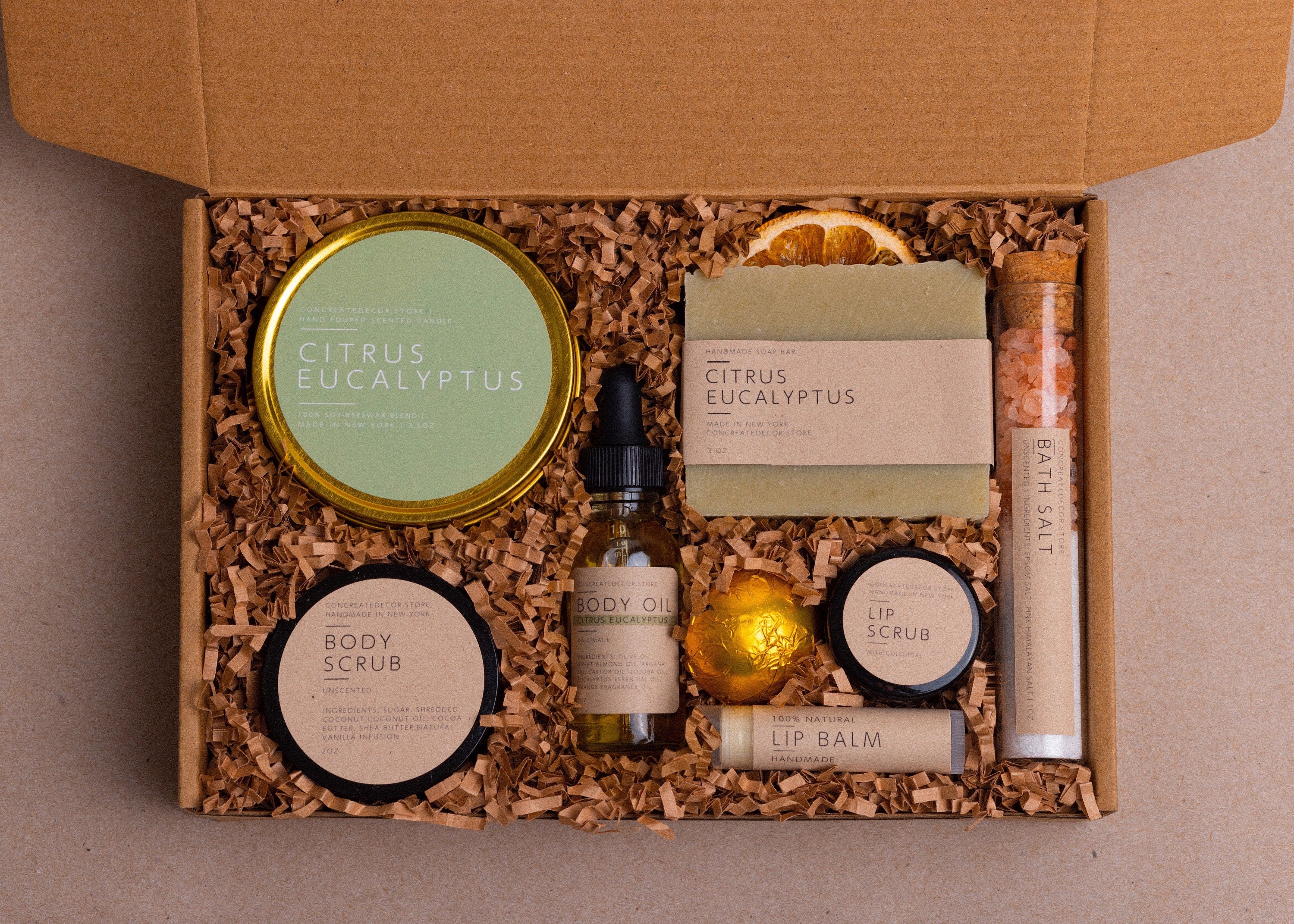 Citrus Eucalyptus Spa Gift Set: Handmade Bath & Beauty Box