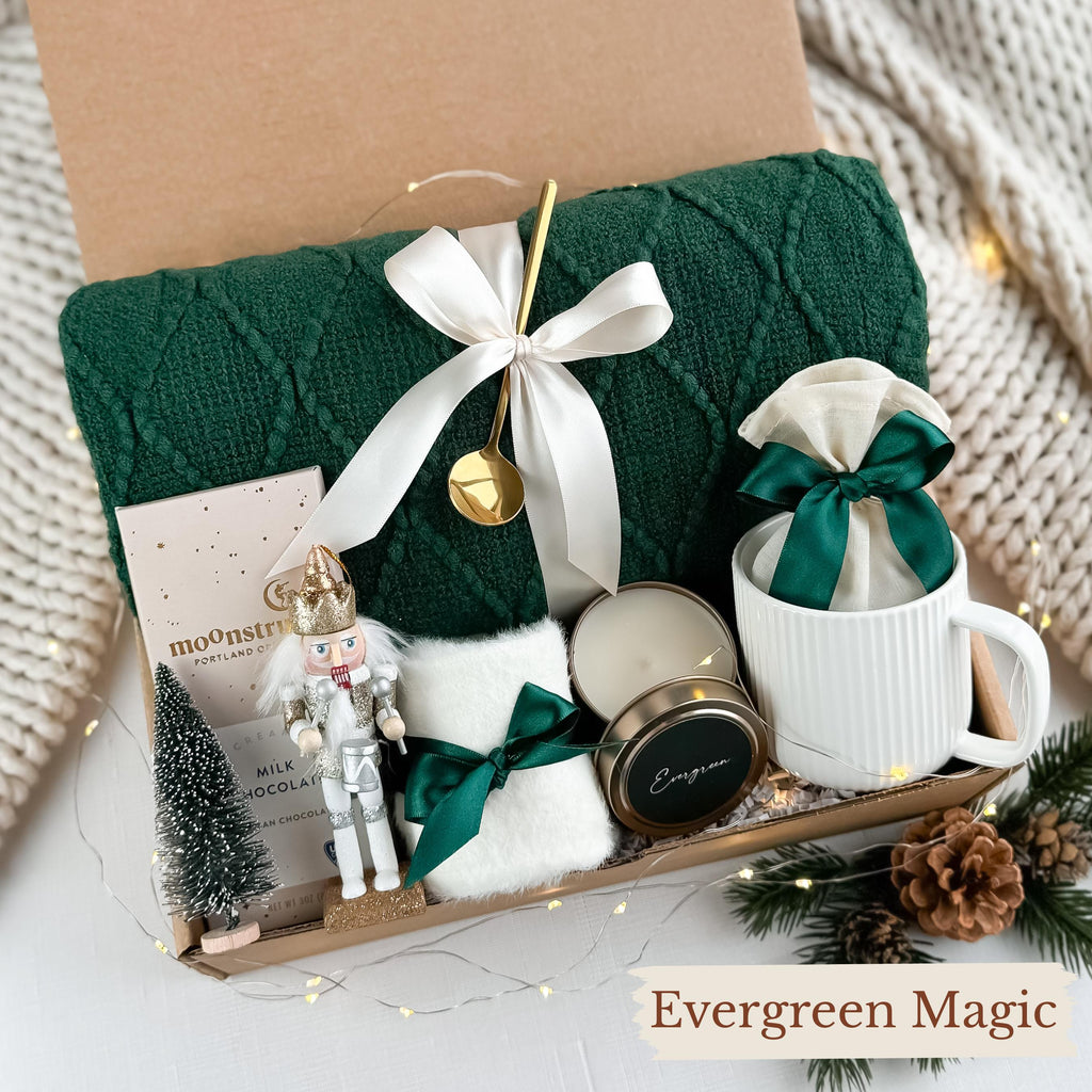 Cozy Winter Gift Box: Holiday Blanket, Mug & Decor, Christmas Gifts