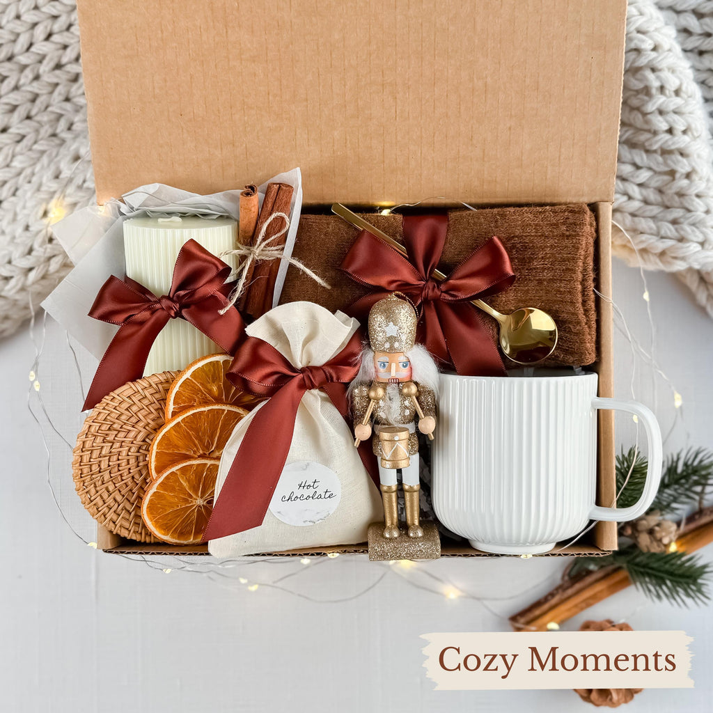 Cozy Winter Gift Box: Holiday Blanket, Mug & Decor, Christmas Gifts