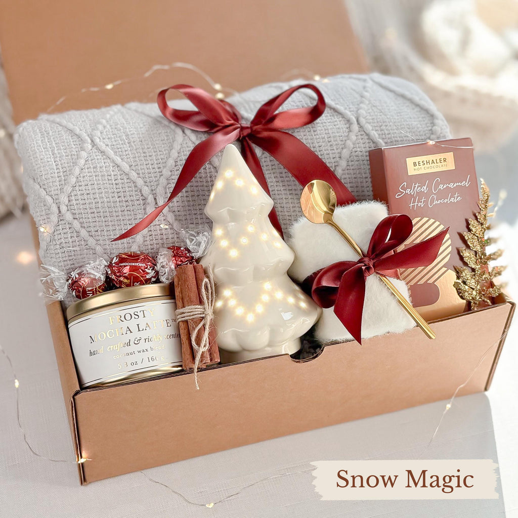 Cozy Winter Gift Box: Holiday Blanket, Mug & Decor, Christmas Gifts