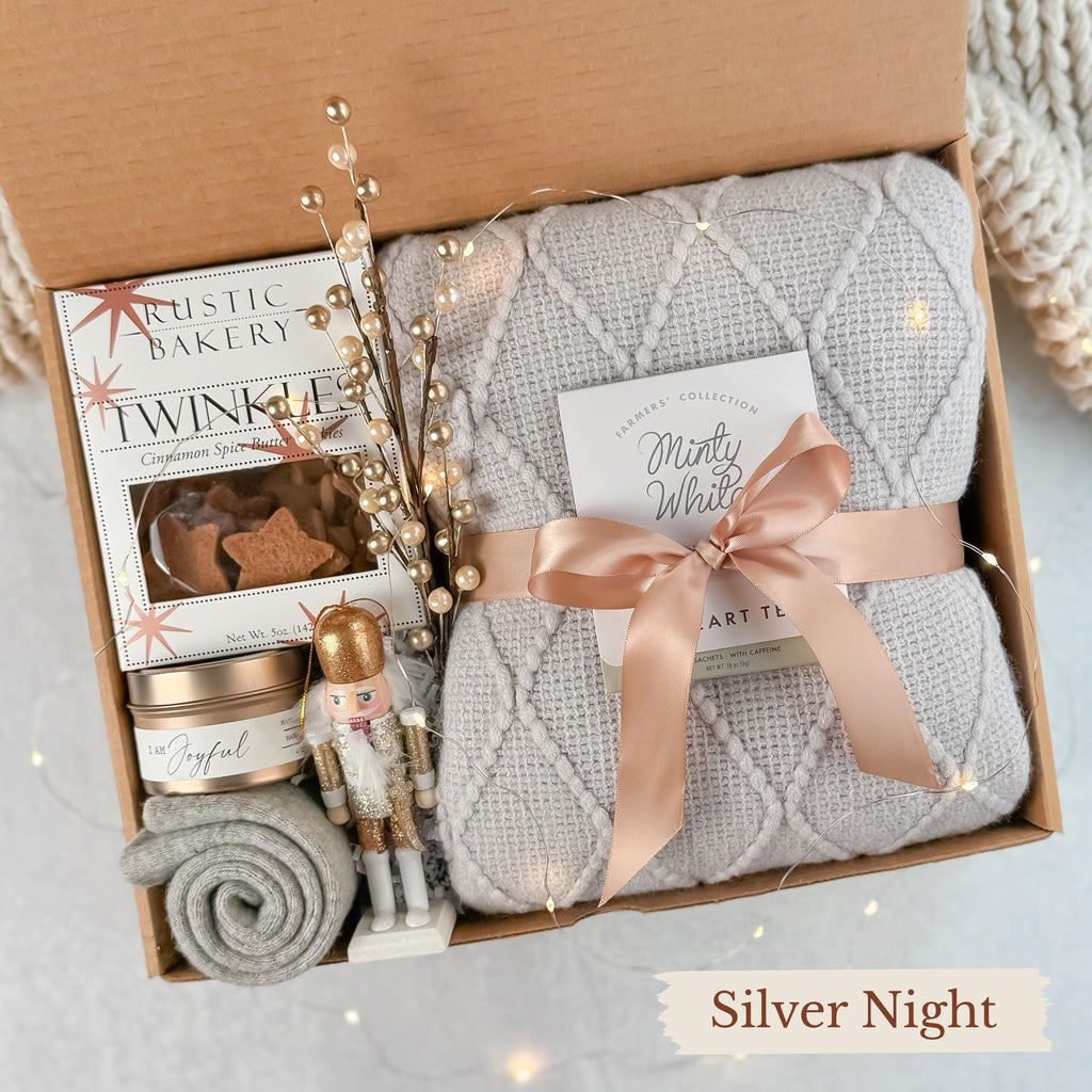 Cozy Winter Gift Box: Holiday Blanket, Mug & Decor, Christmas Gifts