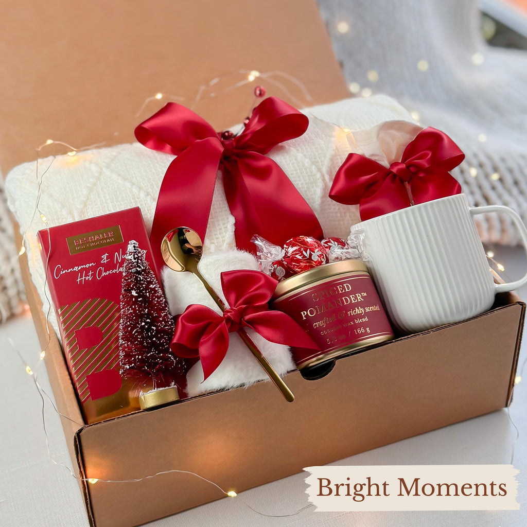 Cozy Winter Gift Box: Holiday Blanket, Mug & Decor, Christmas Gifts